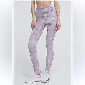 Adidas Train Essentials Floral Tie-Dye Leggings-Lavender Purple -S